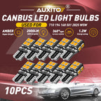 10X T10 Wedge LED Bulbs for Turn Signal Marker Light (3000K)