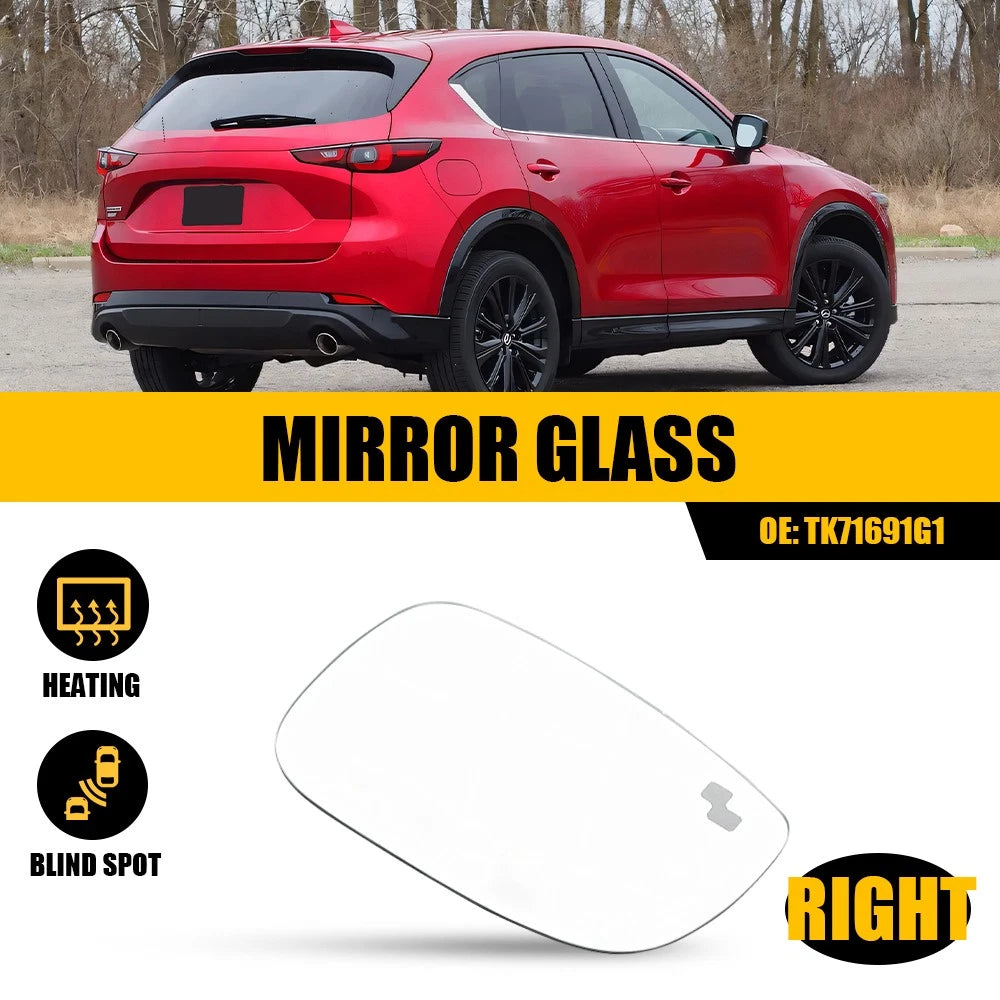 Right Side Mirror Glass for Mazda CX-5, CX-9 (2017–2023) with Heated Backing