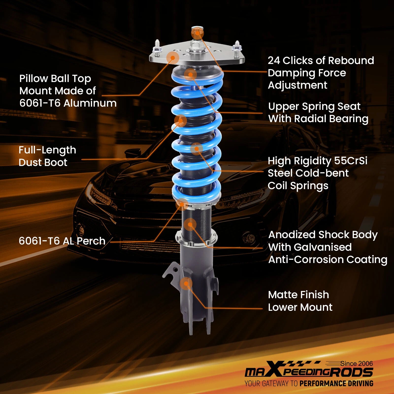 24 Way Adjustable Coilovers for Subaru XV Crosstrek (2013–2017)
