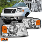 LED DRL Strip Headlight for Ford F150 (2004–2008) Chrome Housing Amber Corner