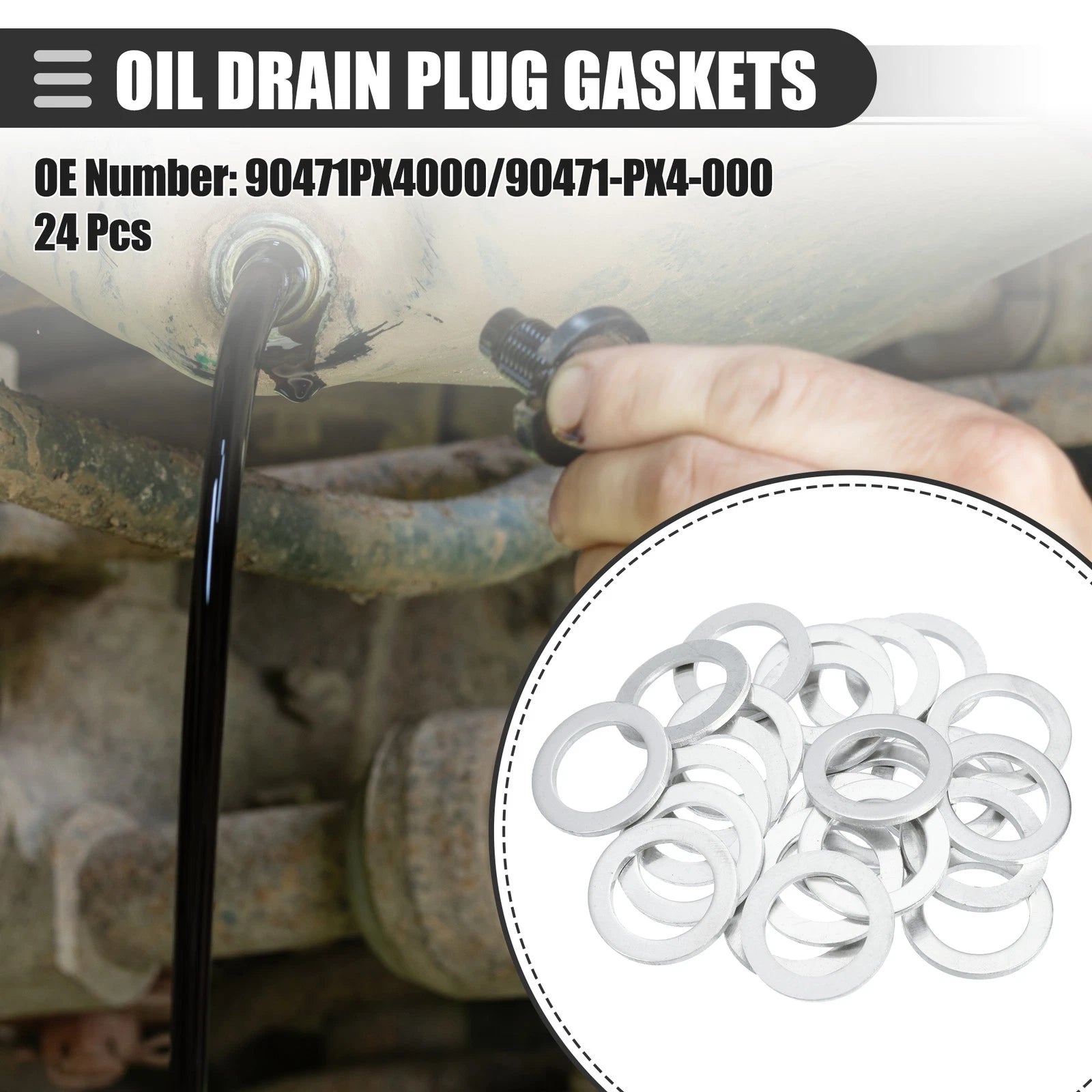 24 Pcs Oil Drain Plug Gaskets for Honda Accord (2008–2016) No. 90471PX4000