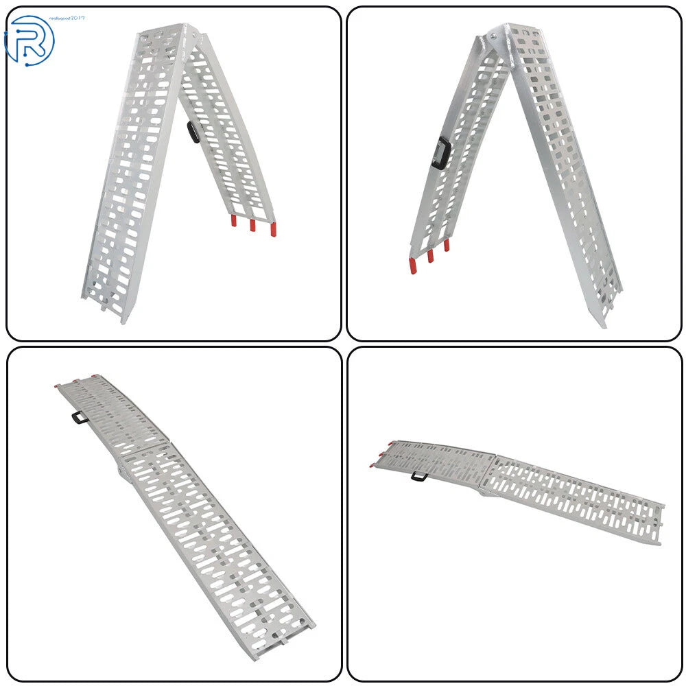 2X Aluminum Folding Loading Ramps for UTV Motorcycle Lawn Mower