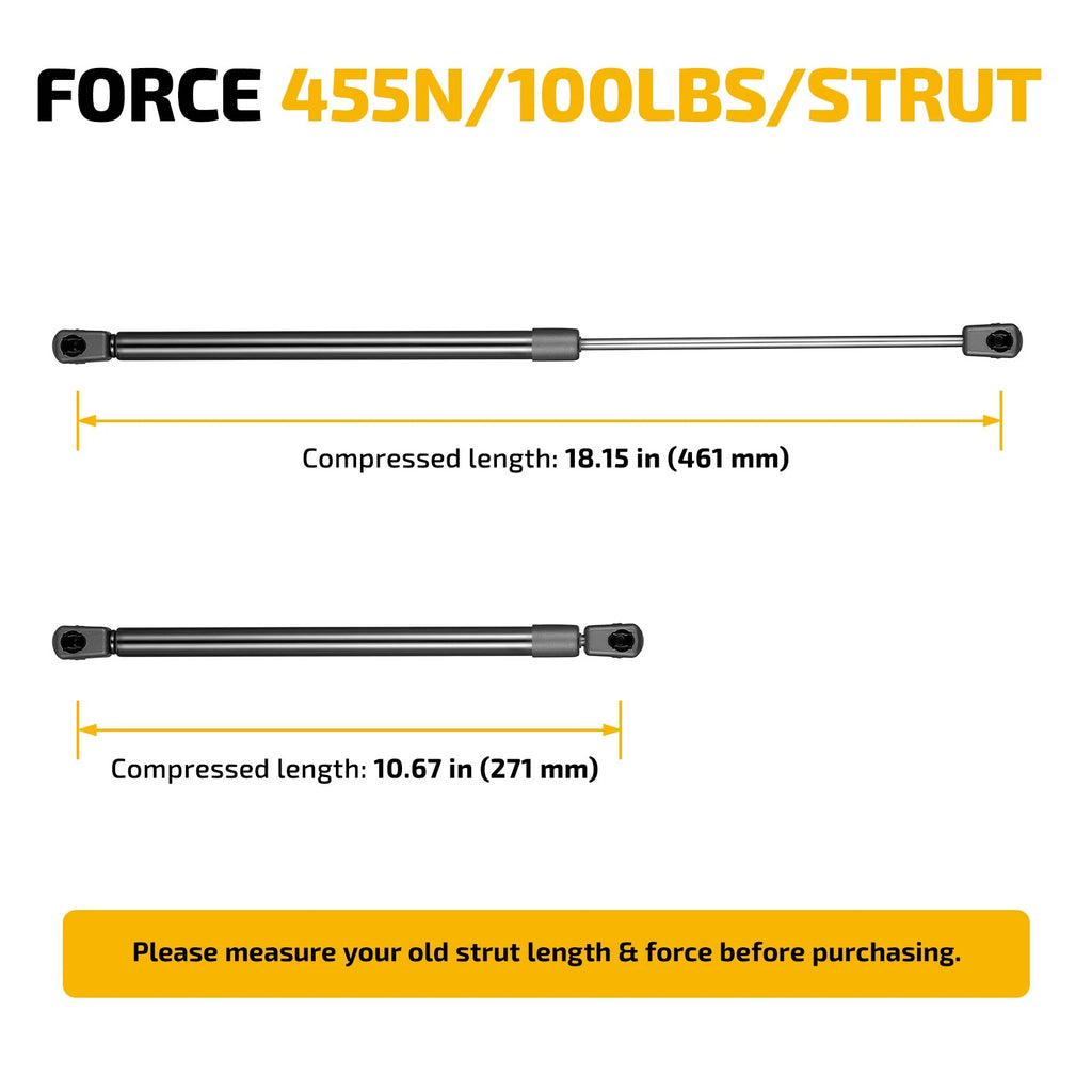 Set of 2 Gas Struts Lift Support for Truck Cap, Camper Shell (C16-23833)