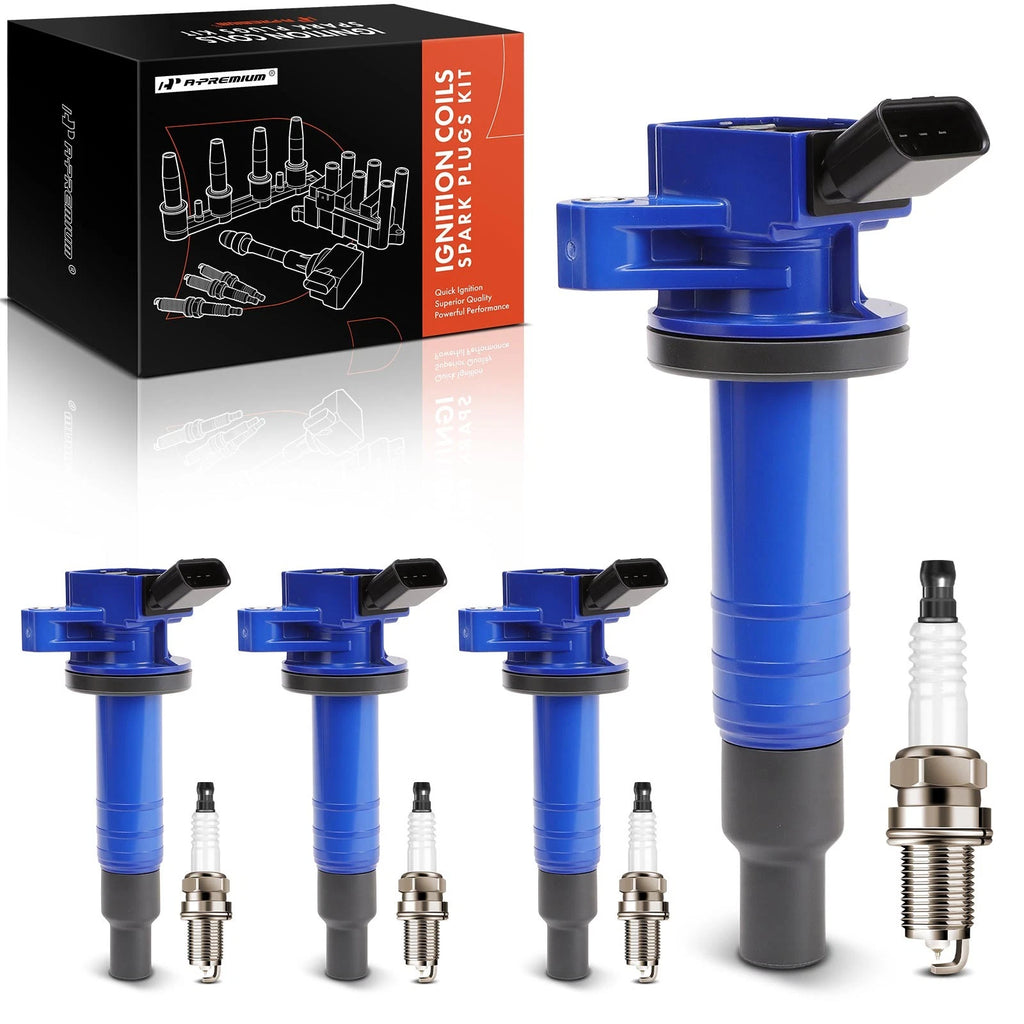 Set of 4 Ignition Coils & 4 Iridium Spark Plugs for Toyota Corolla Matrix (2003–2008)