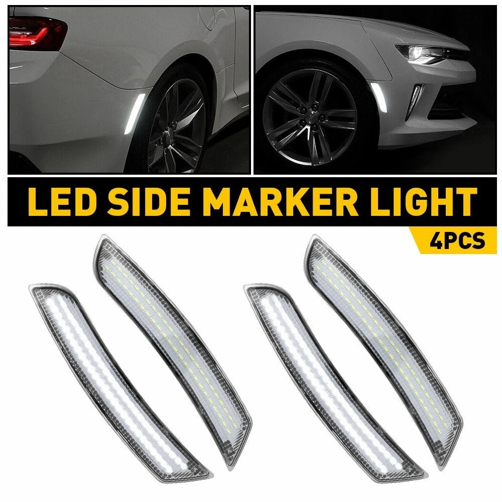 Set of 4 Clear LED Side Marker Lights for Chevrolet Camaro (2006–2012)
