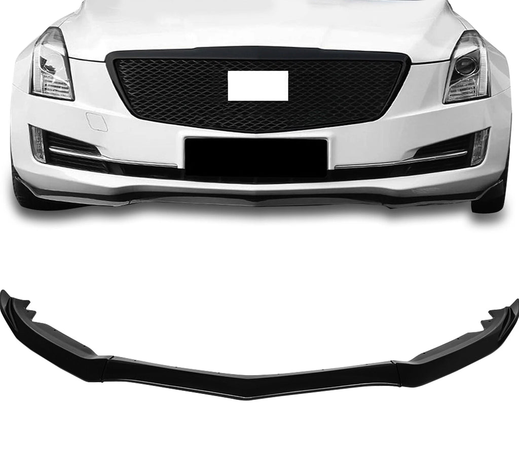 3PC Front Bumper Lip for Cadillac ATS (2015–2017) Glossy Black