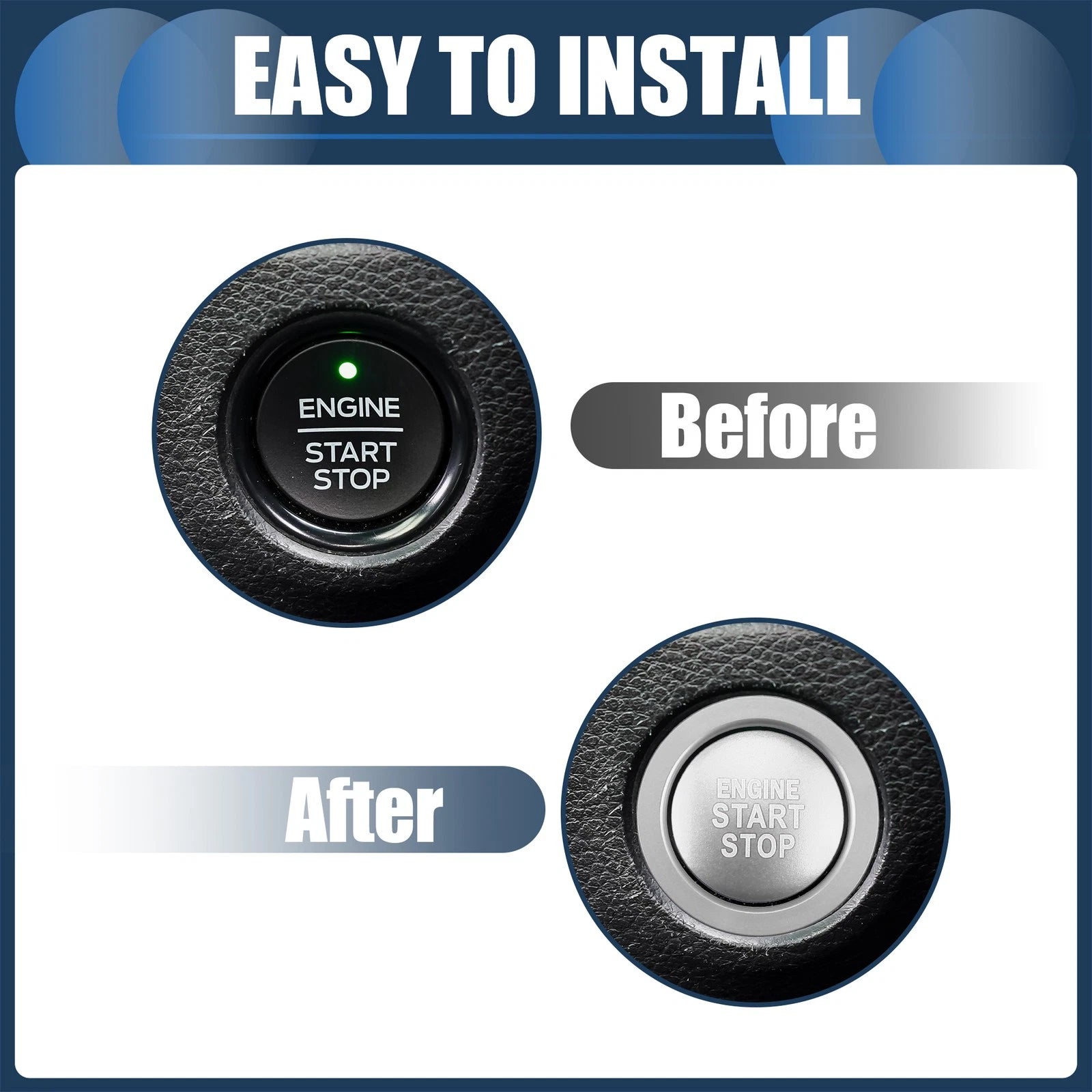 Set of 1 Engine Start Stop Button Cover for Toyota  Silver Tone