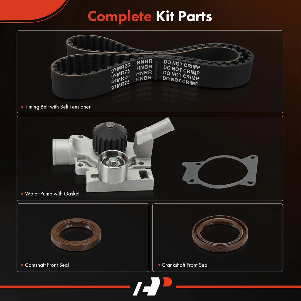 Set of 4 Timing Belt and Water Pump Kit for Ford Escort Mercury Tracer (1991–1996)