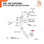 Clutch Brake Pedal Pads for Toyota Corolla, Camry, Hilux, Yaris, RAV4