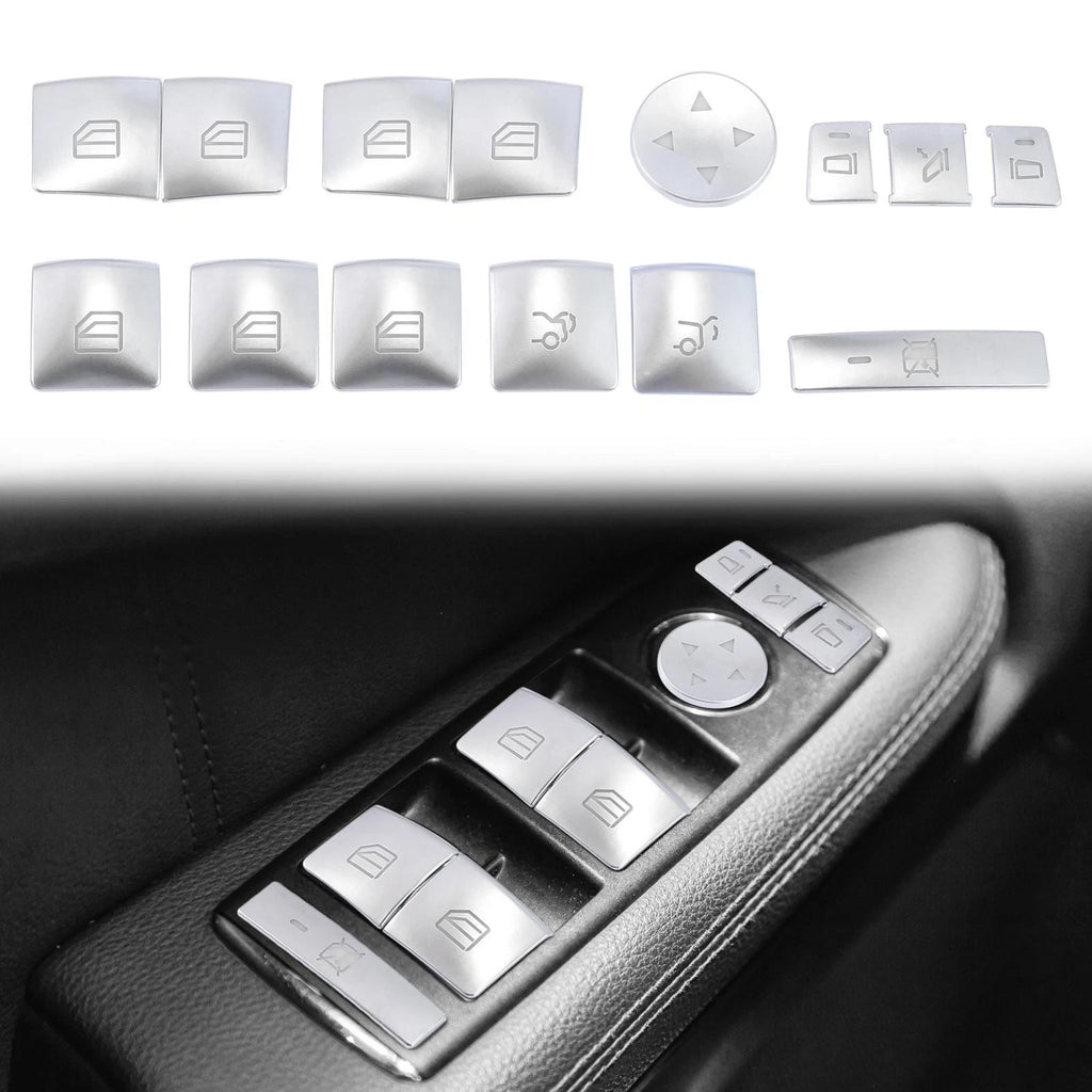 Set of 2 Door Armrest Window Switch Button Covers for Mercedes-Benz C200 C250 (2010–2014)