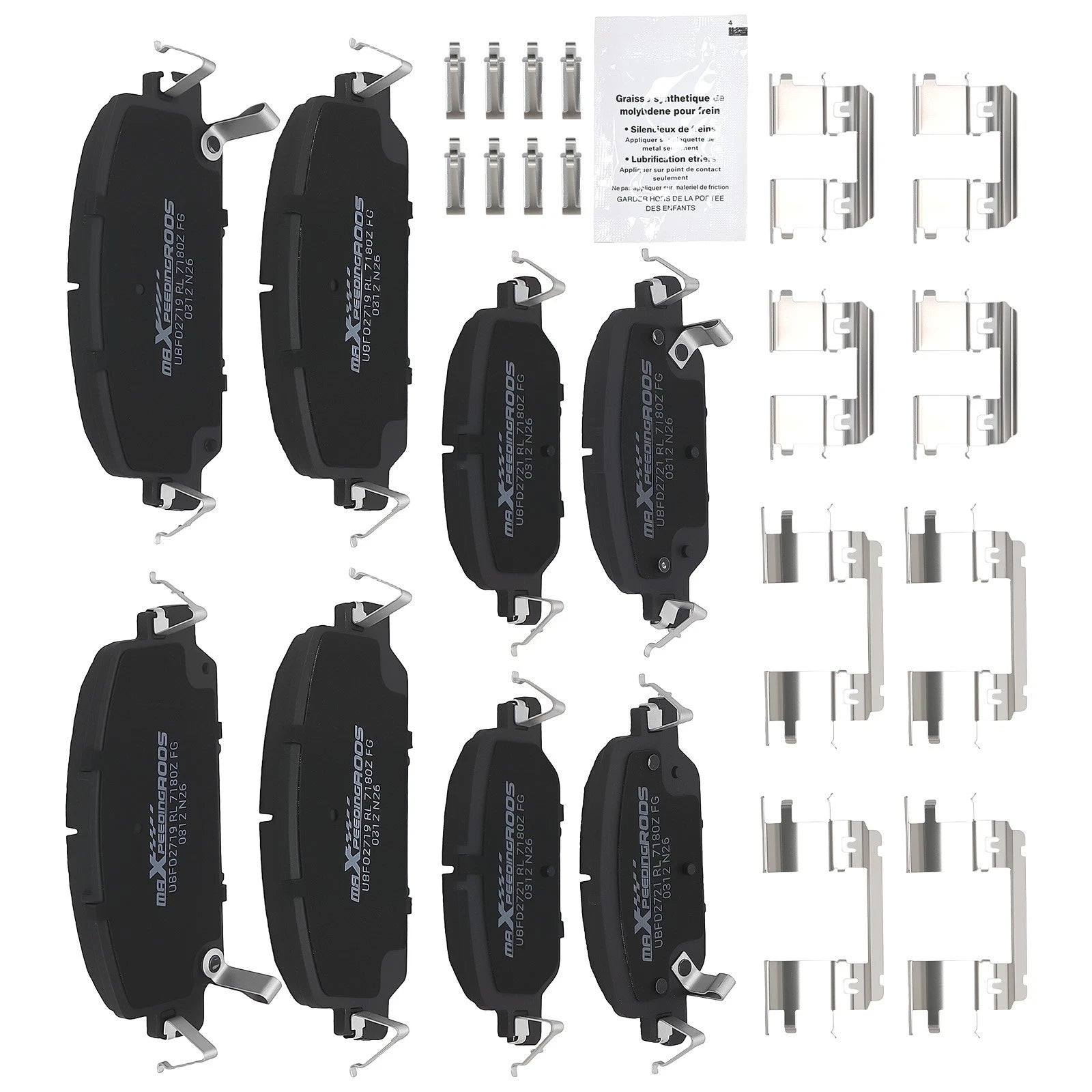 8pcs Brake Pads Kit for Honda CR-V (2017–2022) w/Hardware