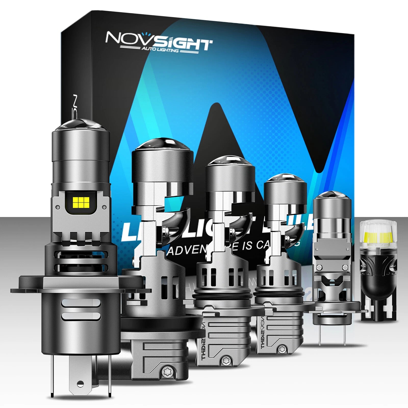 Set of 4 NOVSIGHT 9005 9006 H11 H4 H7 H13 LED Headlight Bulbs 6500K 17000LM