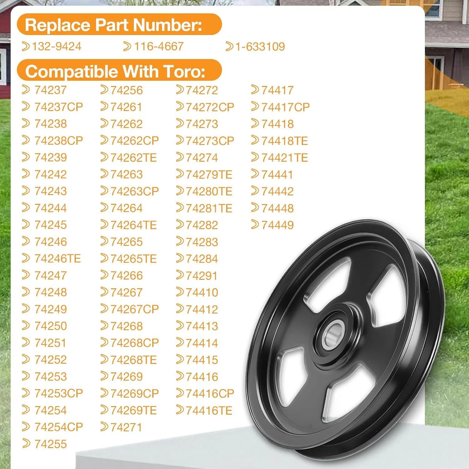 Deck Flat Idler Pulley 132-9424 for Exmark Lazer Z E/S/X-Series (52" 60" 72")