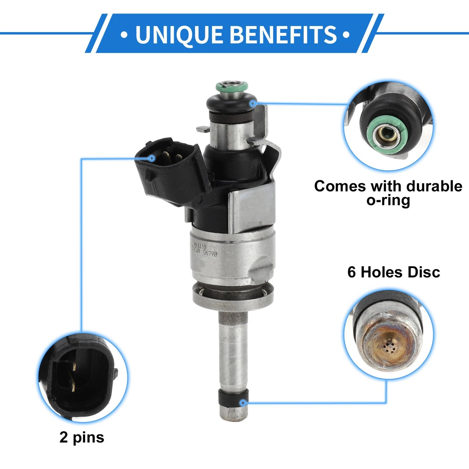 Fuel Injector No. 16600-9BT0B for Nissan Frontier (2020–2024) 1 Pc Black