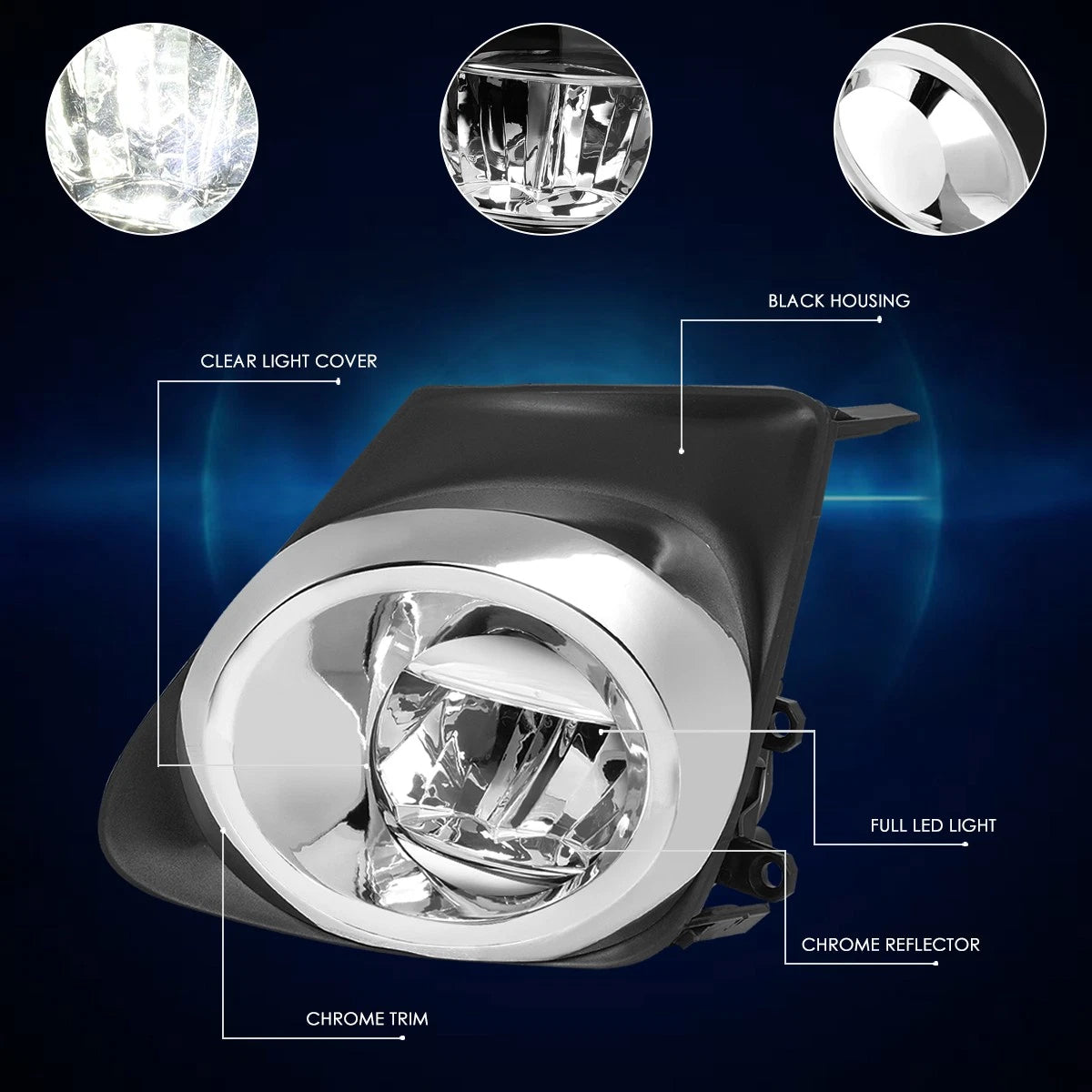 Clear Lens LED Fog Lights with Bezel & Switch for Corolla (2011–2013)