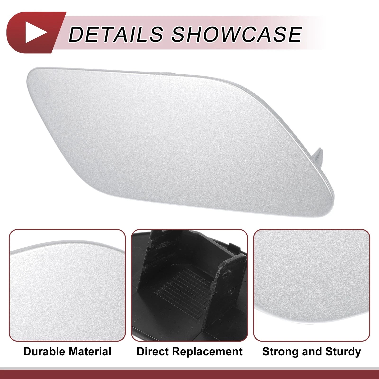 Front Right Washer Nozzle Cover Cap for Audi A6 (C7) (2015–2018) 1 Pcs Silver Tone