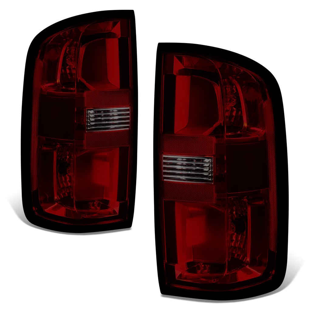 Set of 2 Tail Brake Lights for Chevy Colorado (2015–2022) Chrome Housing Dark Red Lens