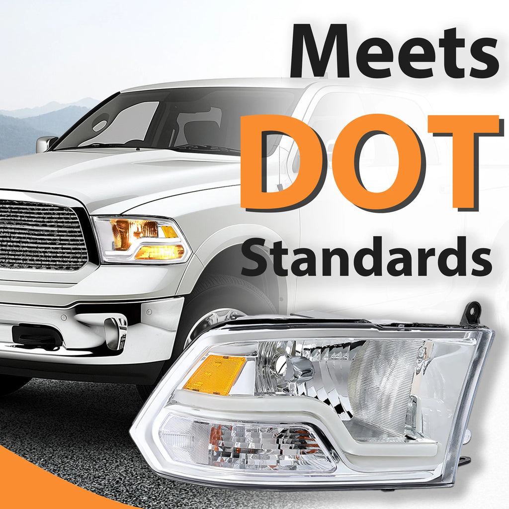 Pair LED Headlights for Dodge Ram 1500 2500 3500 (2009-2018) Chrome