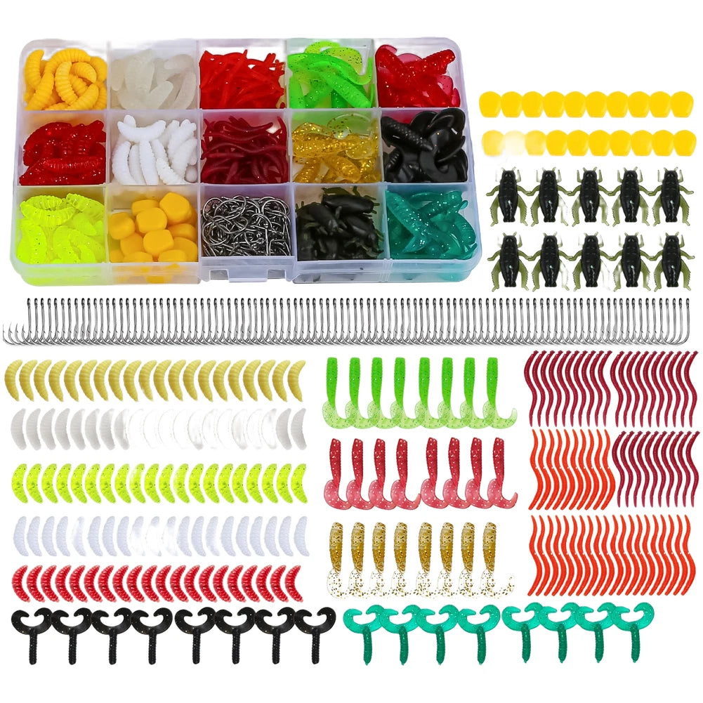 330pcs Soft Fishing Lures Set for Bass Trout Fishing