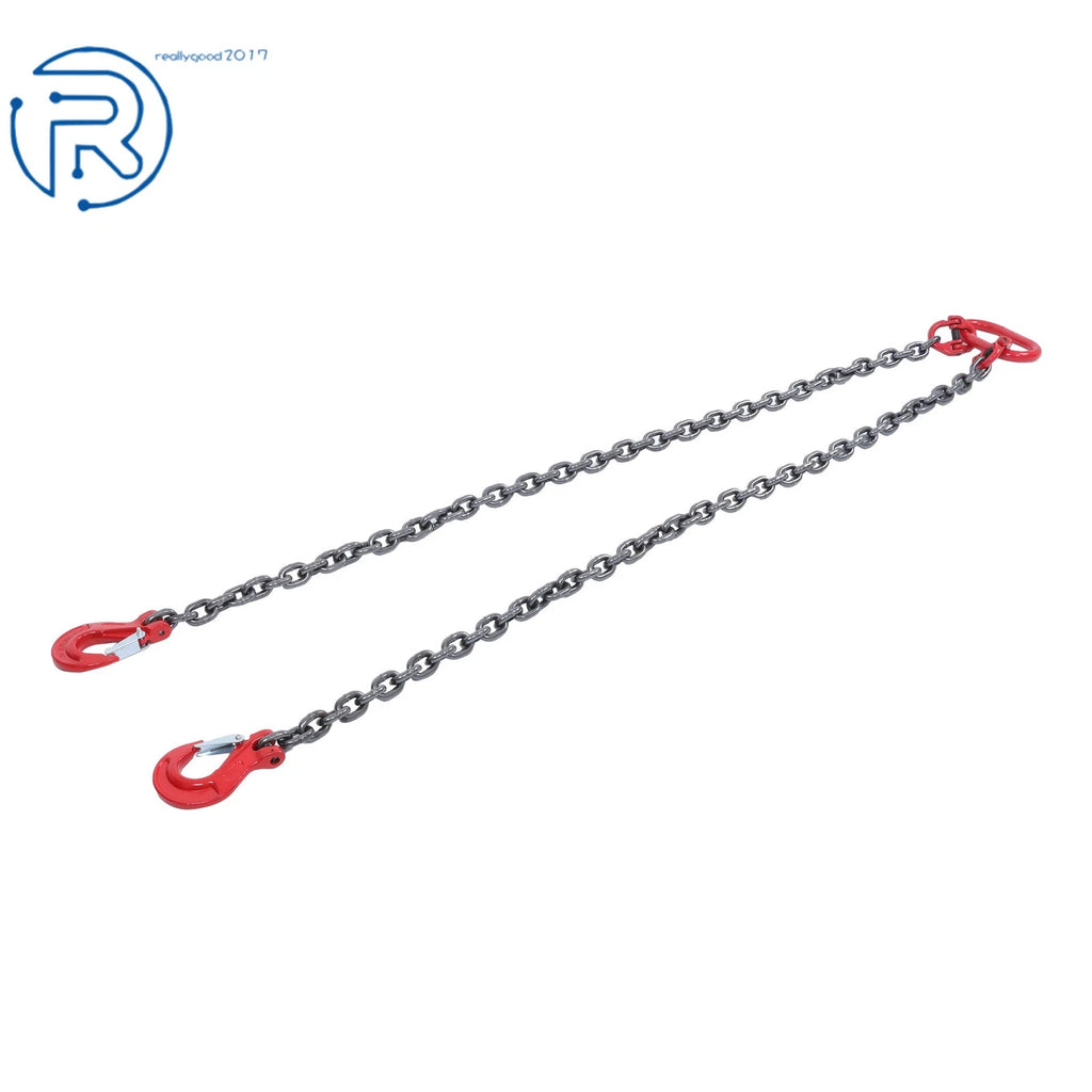 3/8" × 5' Lifting Chain Sling Double Leg w/ Grab Hook G80 4T/8800lb Capacity