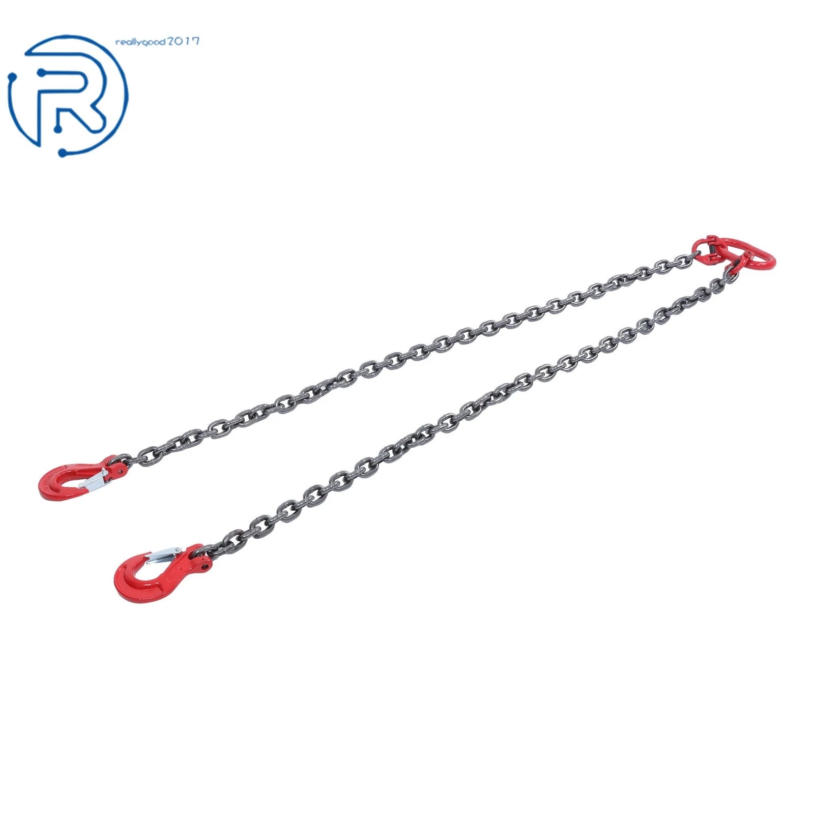 3/8" × 5' Lifting Chain Sling Double Leg w/ Grab Hook G80 4T/8800lb Capacity