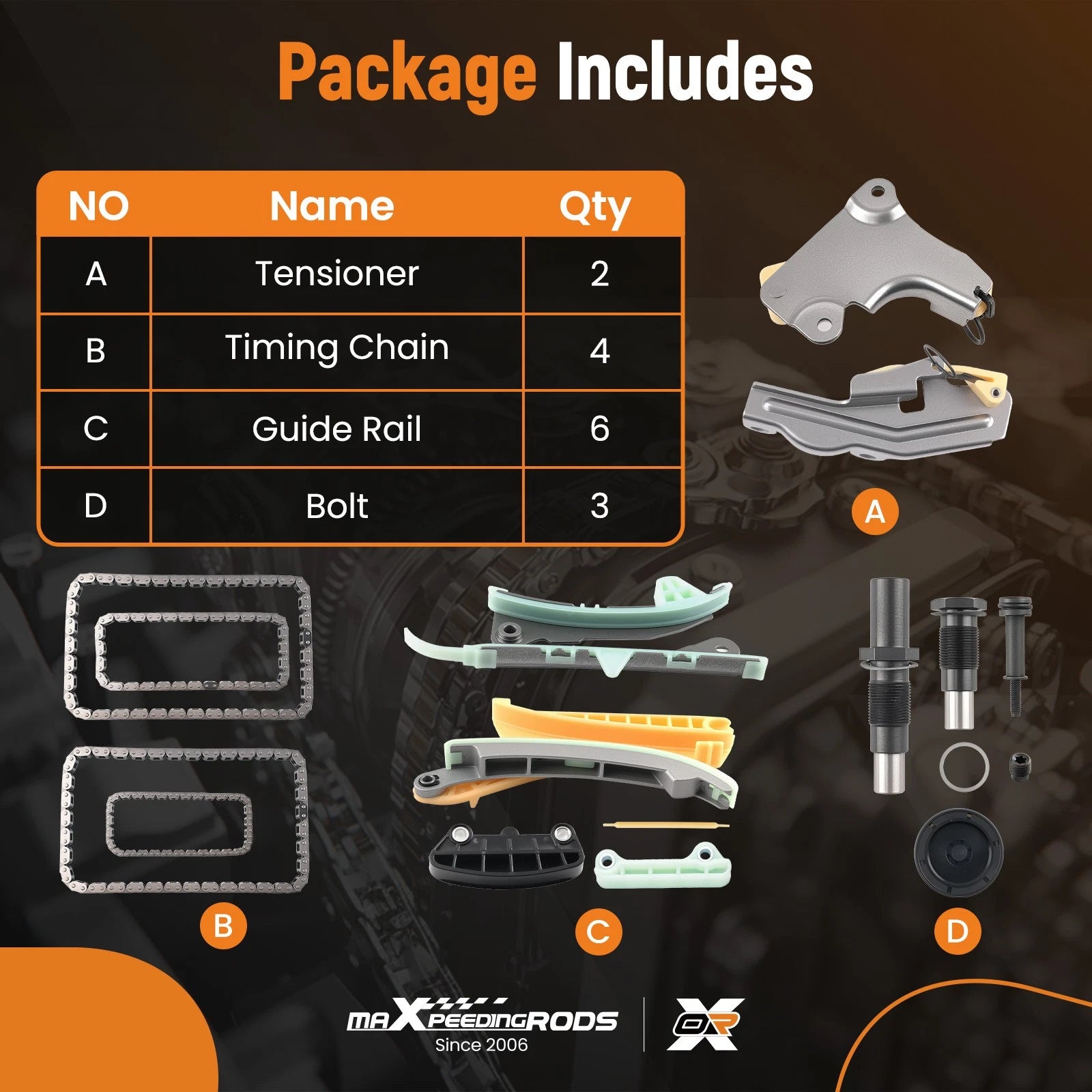 Timing Chain Set with Tensioner for Ford Ranger Explorer (2001-2010)