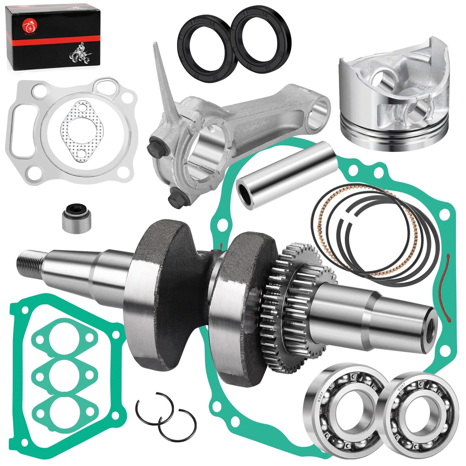 Crankshaft Connecting Rod .25mm O.S Piston Top End Gasket for Yamaha G11 G16 G20