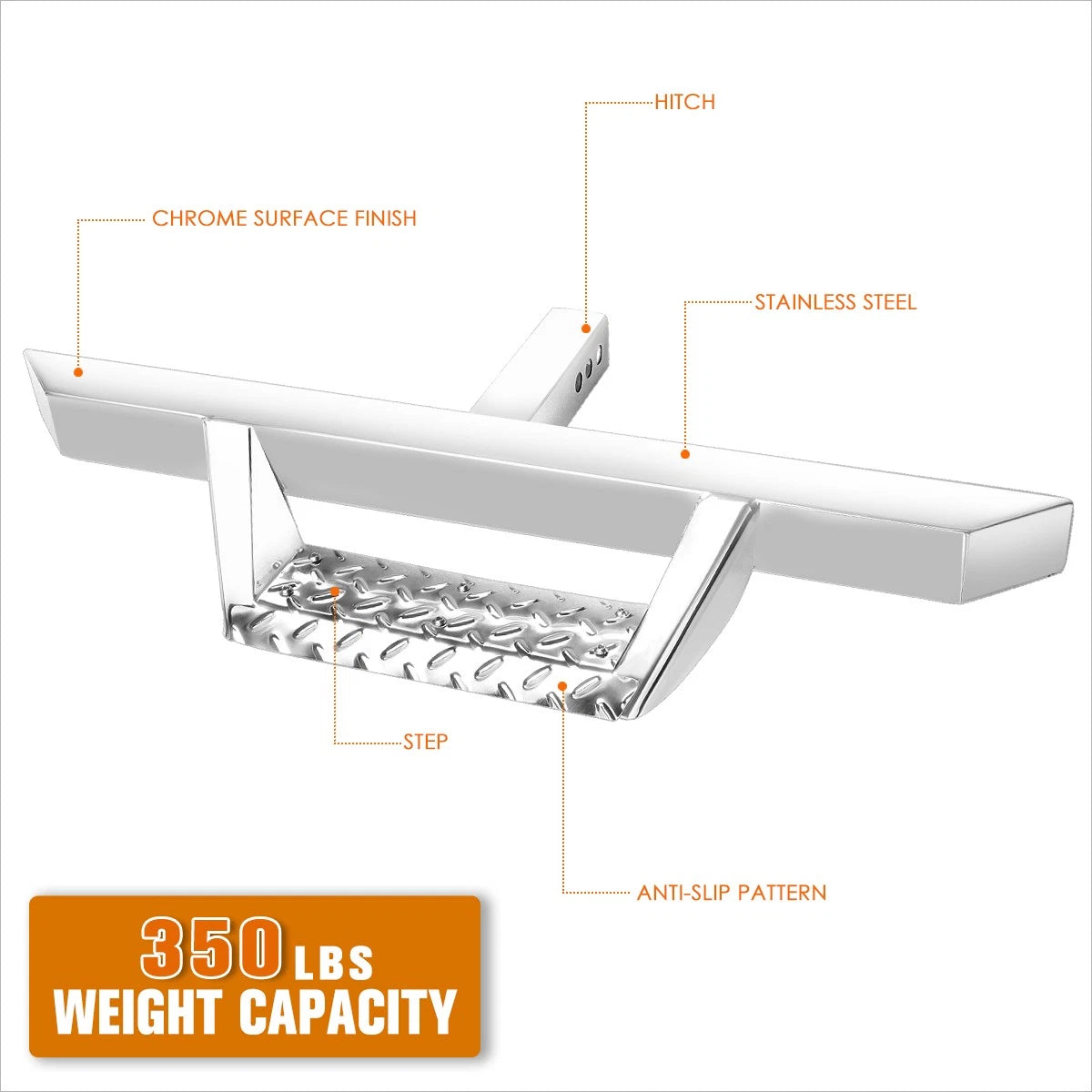 Rear Bumper Trailer Towing Hitch Step Bar for 2" Receiver (Fits 32.5"x2.25")