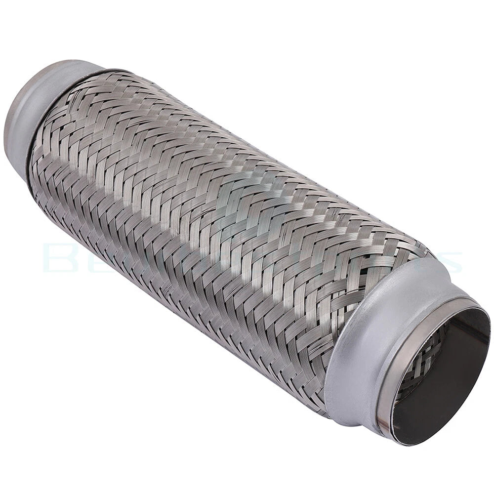 2.5" x 10" OAL Chrome Stainless Steel Flex Pipe for Universal