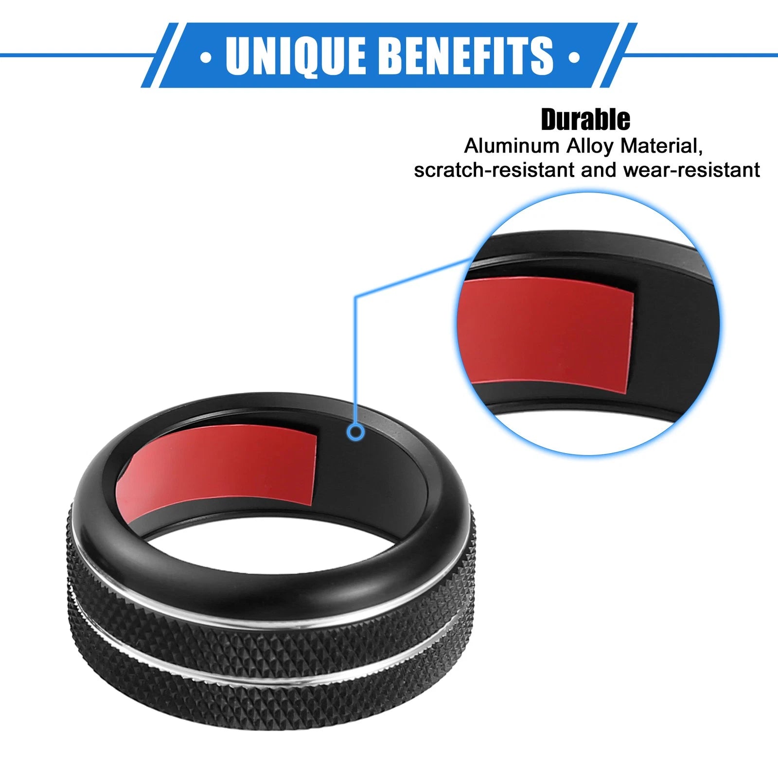3 Pcs AC Climate Control Knob Rings for Chevrolet Corvette C6 (2005–2013) Black