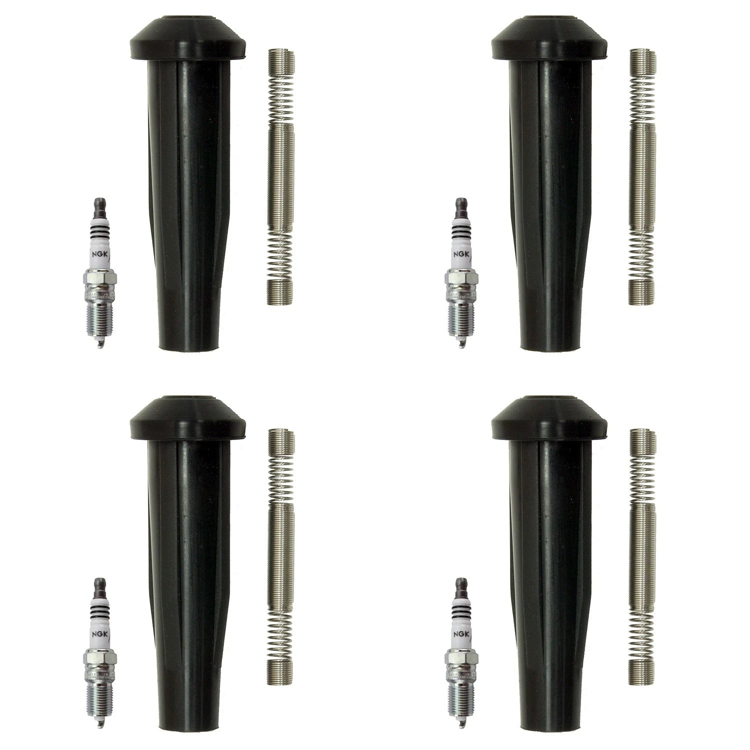 Set of 4 NGK Iridium IX Spark Plugs & Coil Boots for Escape Mariner Tribute (L4)