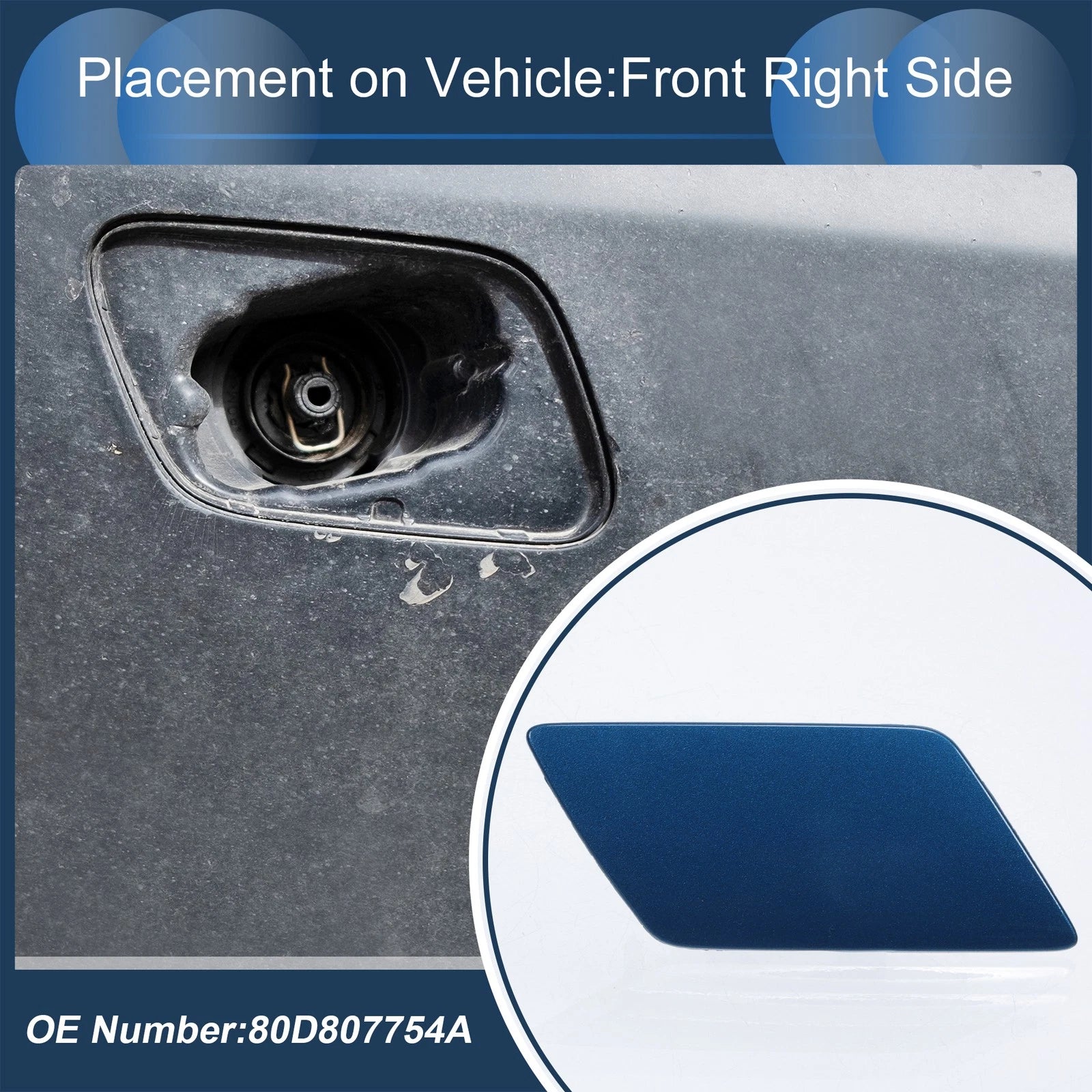 Front Right Washer Nozzle Cover Cap for Audi Q5 S-Line (2018–2020) Blue