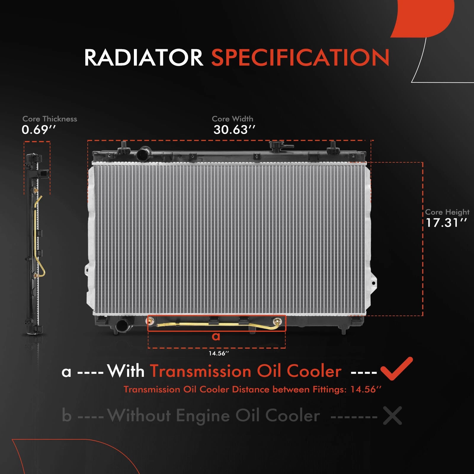 Radiator with Trans Oil Cooler for Kia Sedona (2011–2014)