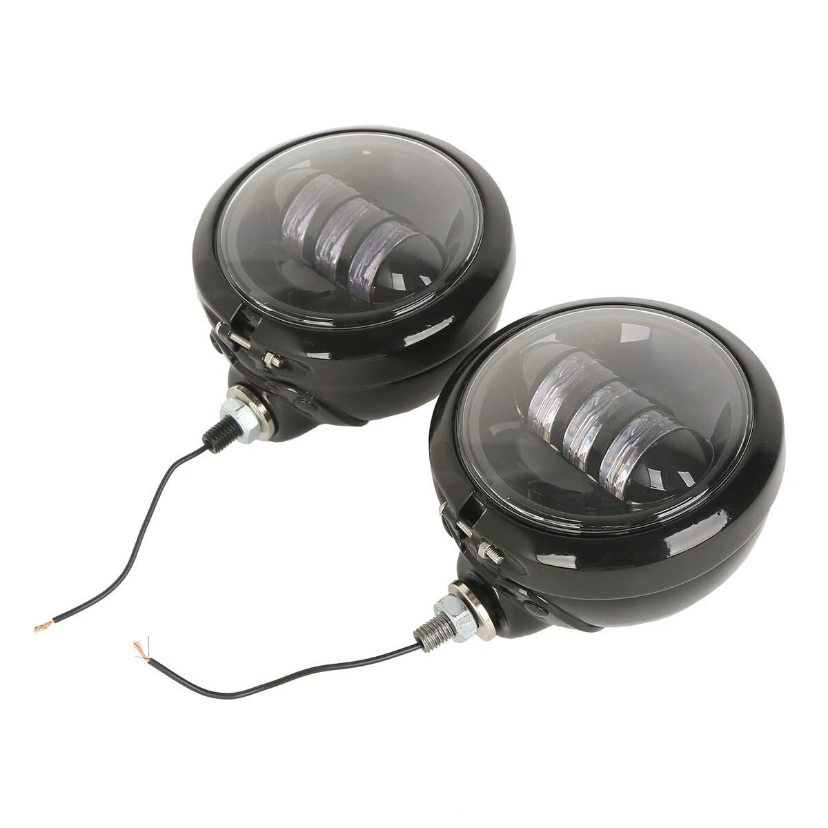 Pair 4.5" LED Fog Lights & Housing Bucket for Harley