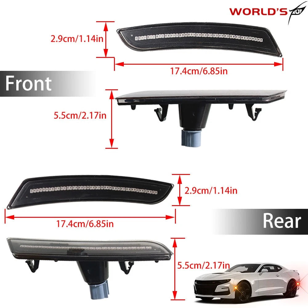 LED Front & Rear Side Bumper Marker Turn Lights for Chevy Camaro (2016–2020)