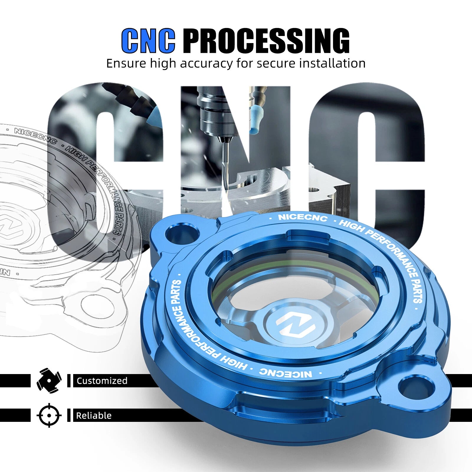NICECNC Engine Oil Filter Transparent Cover Cap for Husqvarna FC450 (2014–2015)