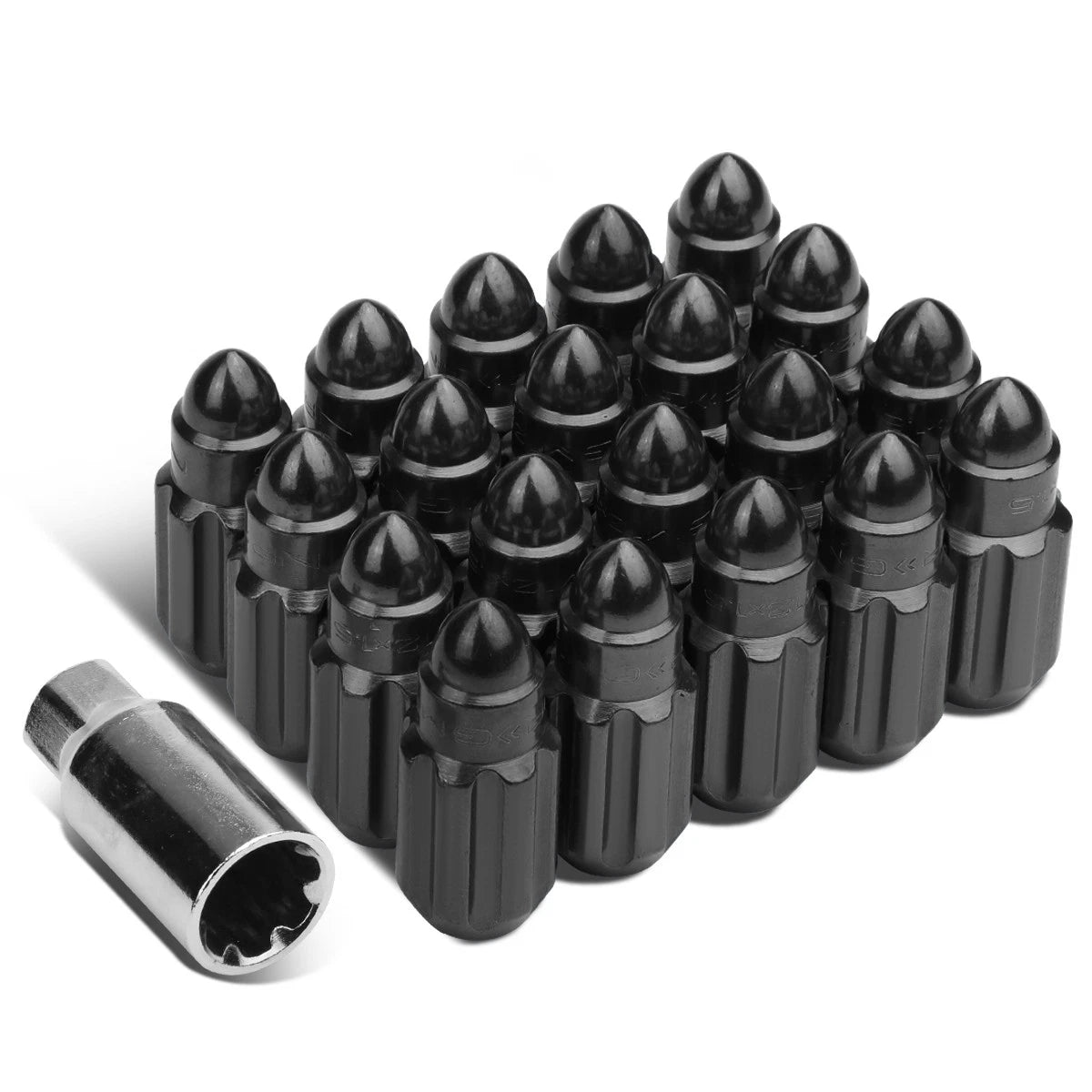 20Pcs Bullet Shaped End Lug Nut Set for NRG Innovations LN-LS500BK-21