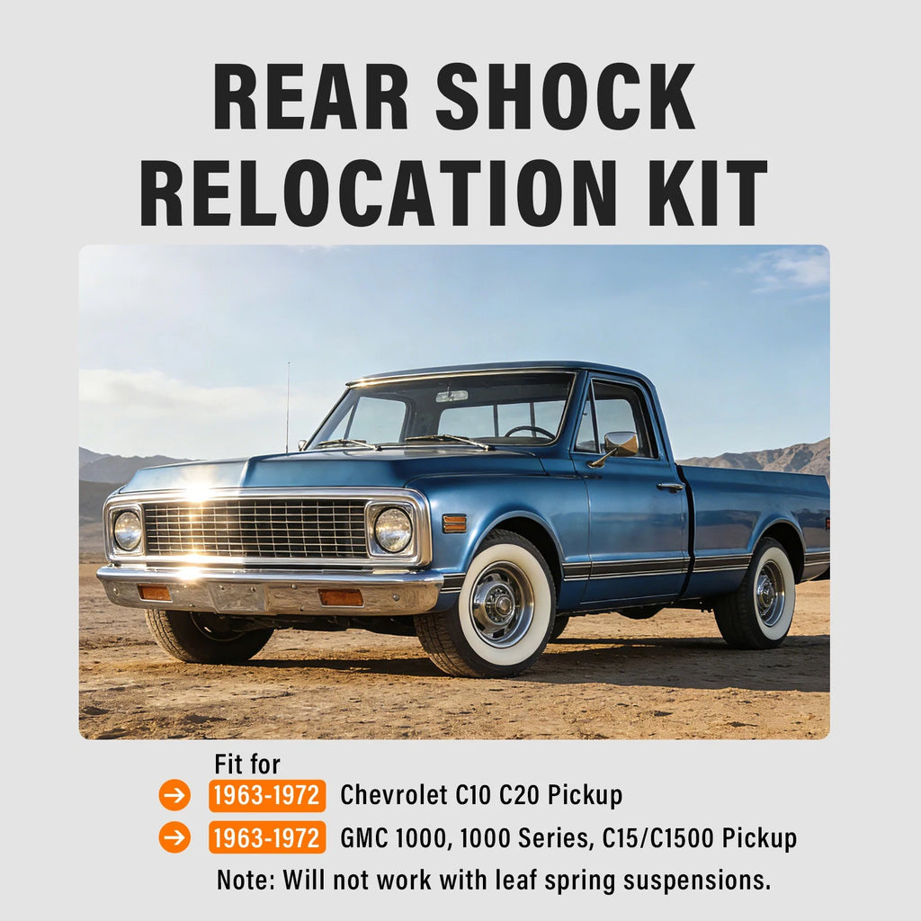 Rear Shock Relocation Kit for Chevy C10 C20 GMC Pickup (1963–1972)