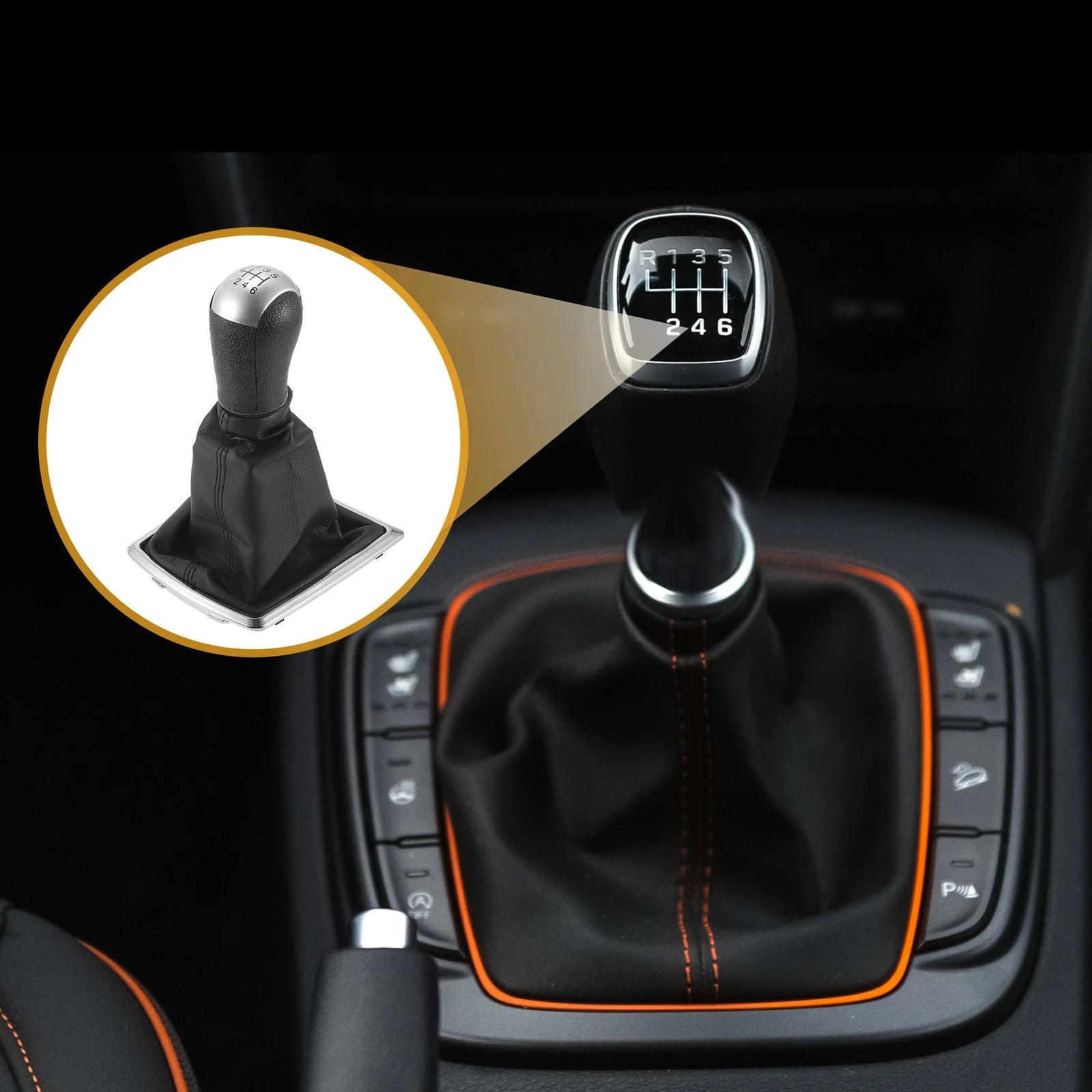 6 Speed Gear Shifter Knob with Cover for Ford Focus MK2 (2004–2008)
