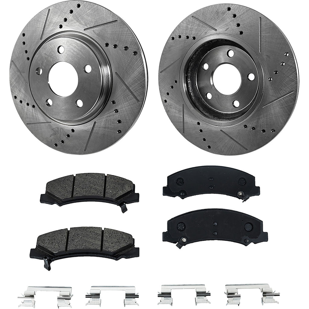Brake Disc and Pad Kit for Chevrolet Impala (2006–2013) Cross-drilled