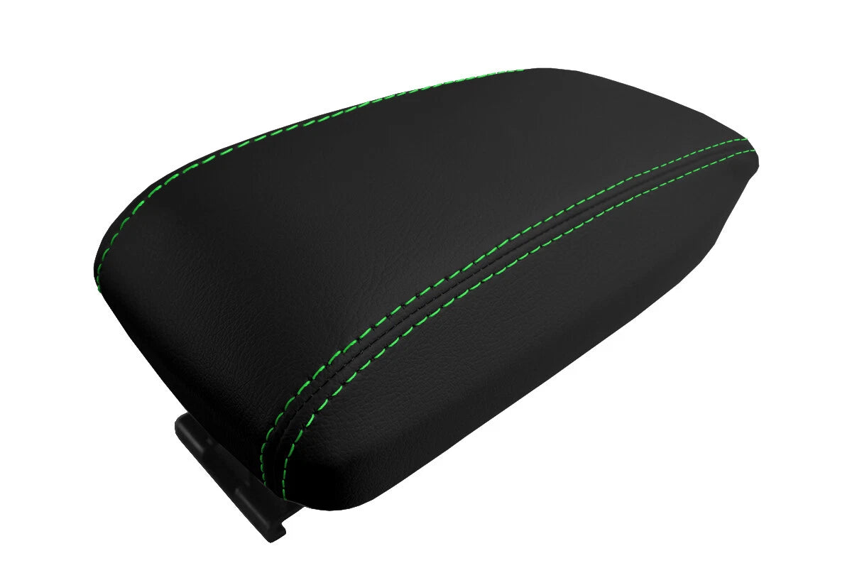Leather Console Lid Armrest Cover for Toyota Corolla (2014–2019) Green Stitch