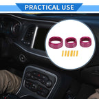 3X AC Media Tune Switch Knob Cover Ring for Dodge Challenger (2015–2019) Rose Red