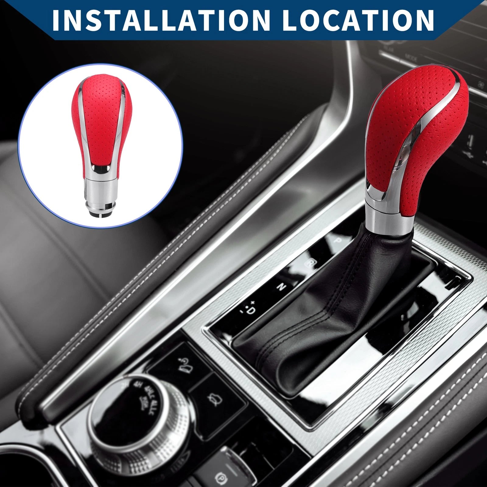 Automatic Gear Shifter Knob for Opel Insignia (2009–2013) Faux Leather Red