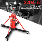 Transmission Jack for Universal Use (2204 lbs, Steel, Hydraulic, Swivel Wheels)