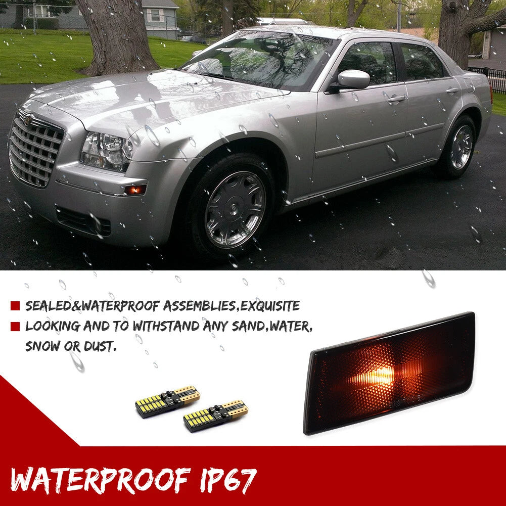 Smoke Lens Front Side Marker Lights for Chrysler 300 (2005–2010) with Amber LED