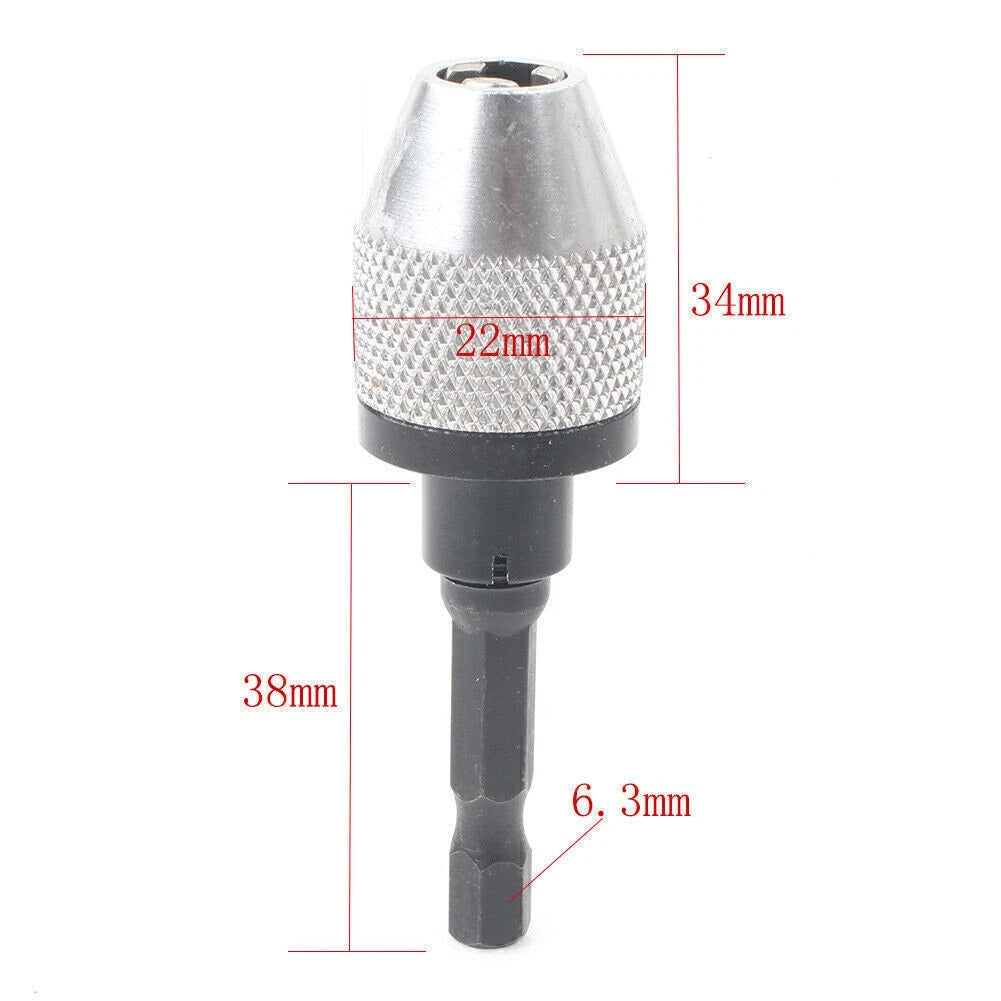 1/4" Keyless Drill Bit Chuck Quick Change Adapter Converter for UK Models