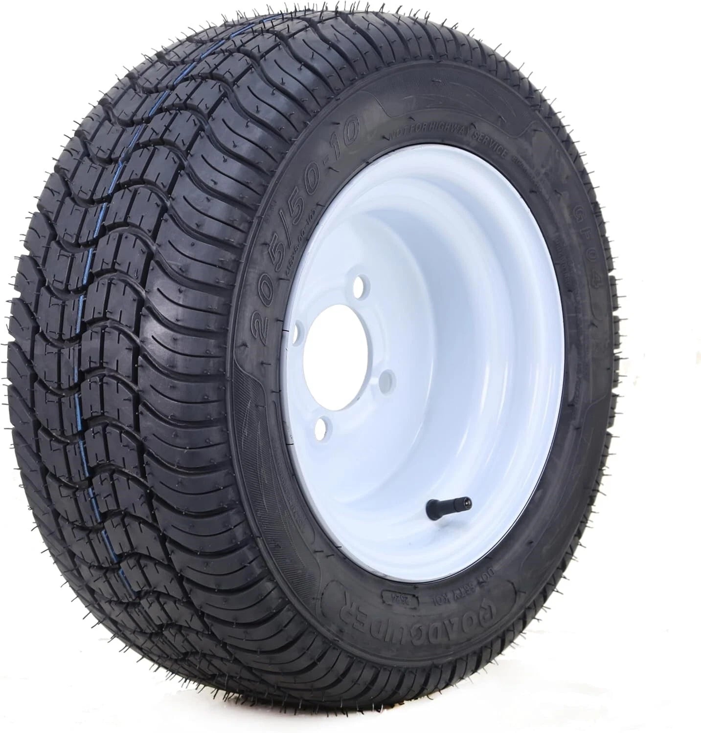 Libra 205/50-10 Golf Cart Tire Rim 4-Ply 4 Lugs 4" PCD White 14002