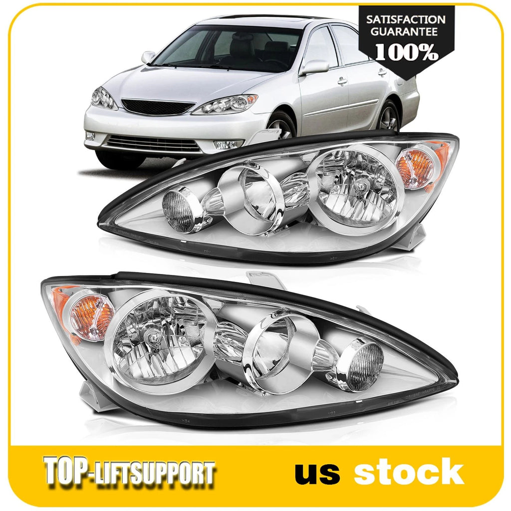 Set of 2 Headlight Assembly for Toyota Camry (2005–2006) Chrome Housing