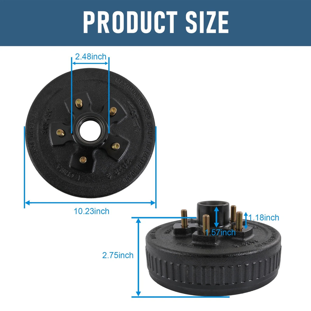 Trailer Hub Drum Kit with 10"x2-1/4" Electric Brakes for 3500 lbs Axle (2010–2023)