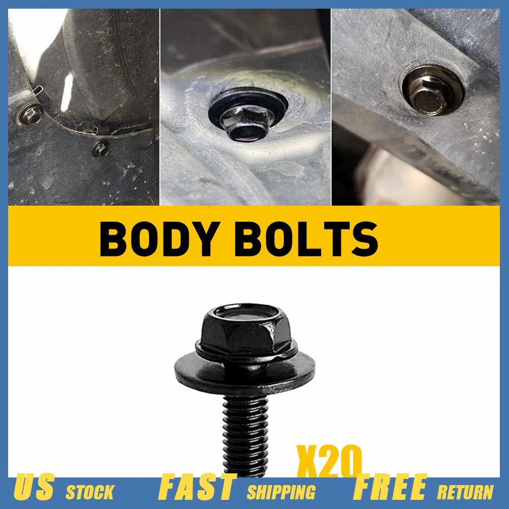 Set of 20 Body Bolts for Fender (M6-1.0, 16mm Long)